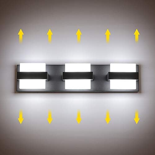 SOLFART LED Bathroom Modern Vanity Lights Over Mirror 3 Lights Acrylic Black Bath Wall Lighting