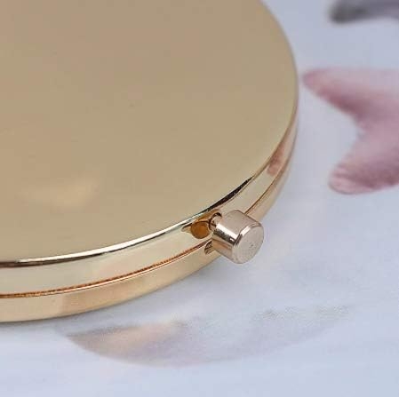 Magnifying Compact Mirror for Purses with 2 x 1x Magnification,HREW Folding Mini Pocket Double Sided Travel Makeup Mirror,Perfect for Purse, Pocket and Travel,Gold