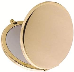 Magnifying Compact Mirror for Purses with 2 x 1x Magnification,HREW Folding Mini Pocket Double Sided Travel Makeup Mirror,Perfect for Purse, Pocket and Travel,Gold