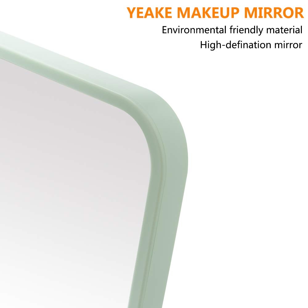 YEAKE Table Desk Vanity Makeup Mirror,8-Inch Portable Folding Mirror with Metal Stand 90°Adjustable Rotation Tavel Make Up Mirror Hanging Bathroom for Shower Shaving(Gray)