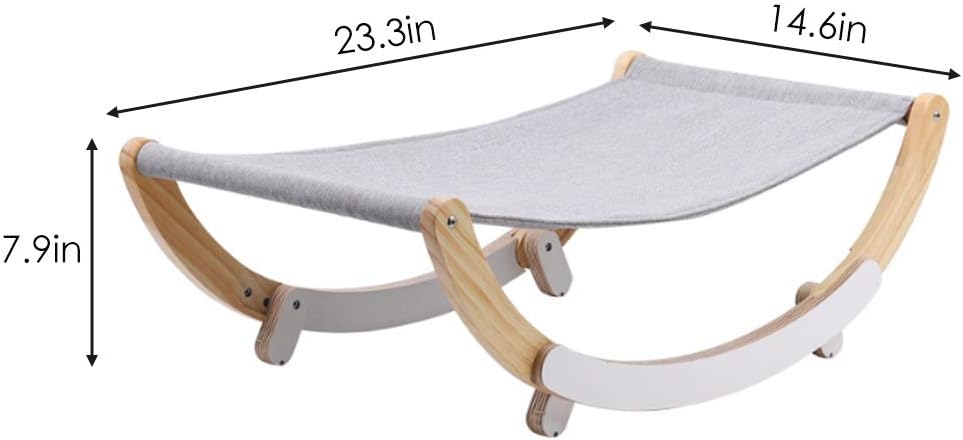 Cat Hammock, Pet Bed, Solid Wood Cat Bed, 2 in 1 Cradle and Hammock, Cat Hanging Bed with Durable Wooden Frame, Cats’ Furniture