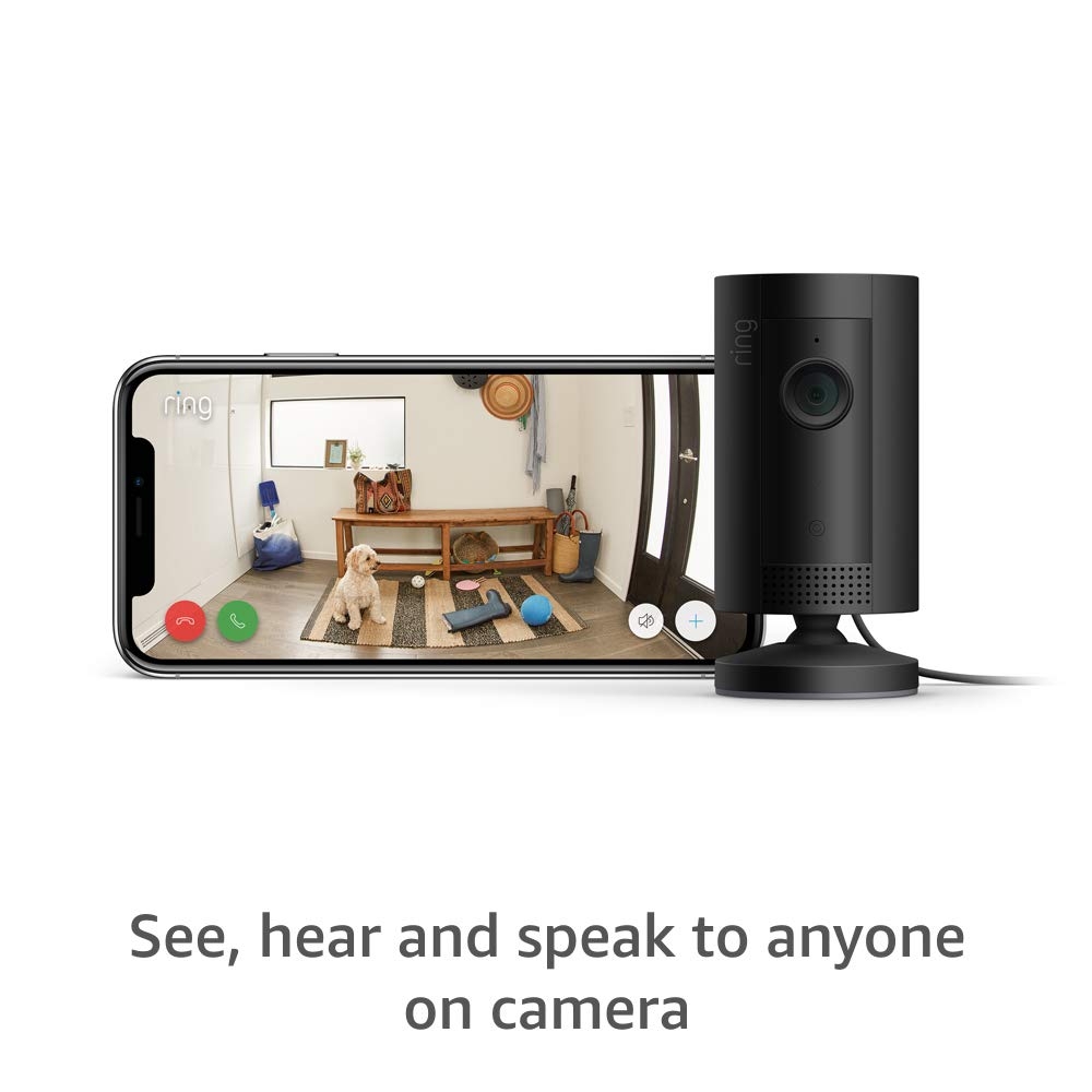 Ring Indoor Cam, Compact Plug-In HD security camera with two-way talk, Works with Alexa - Black