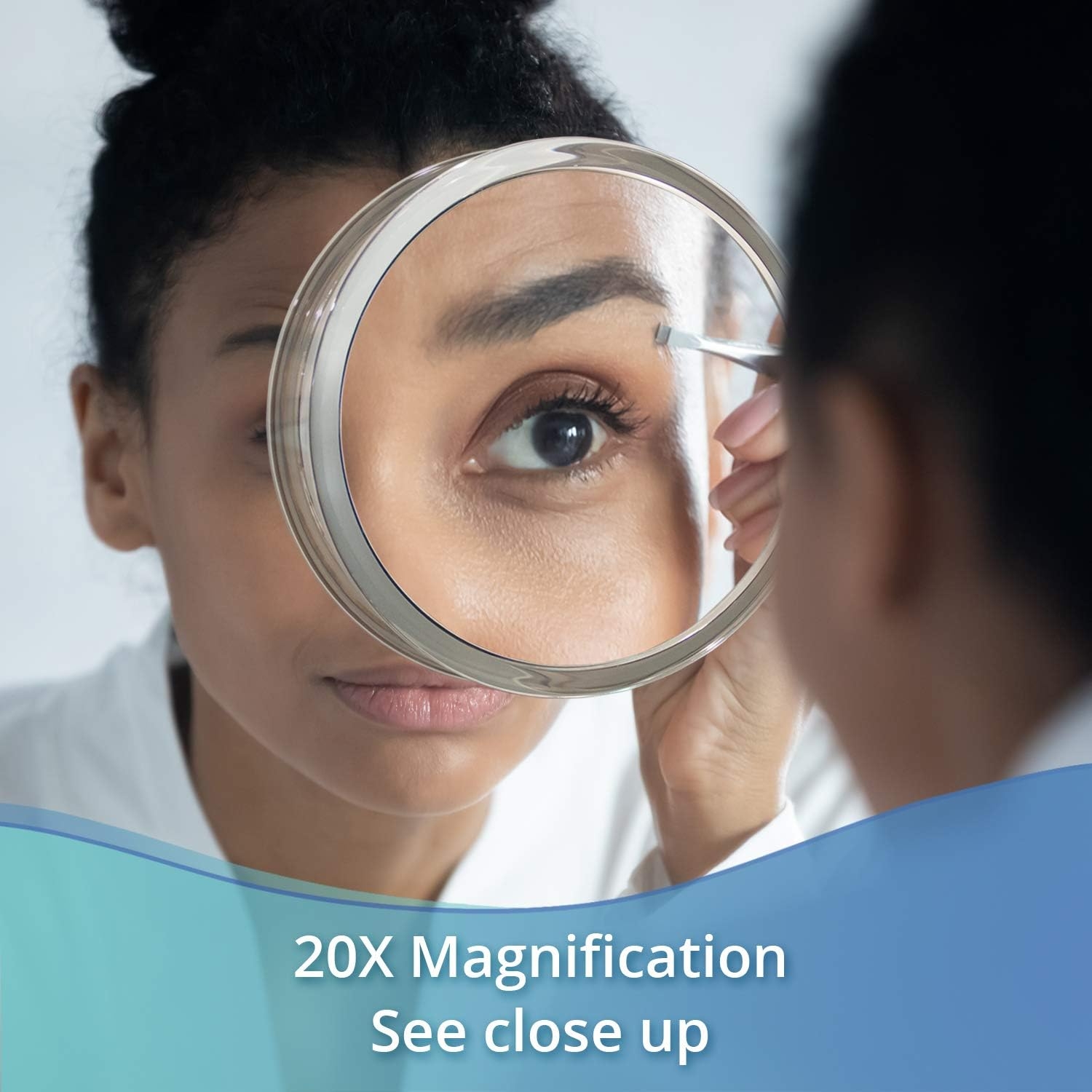 20x Magnifying Mirror with Suction Cups – 6 Inch - Use for Makeup Mirror - Tweezing - Blackhead and Blemish Removal – Contacts – Perfect for Home & Travel – 5.25 in Viewing Area