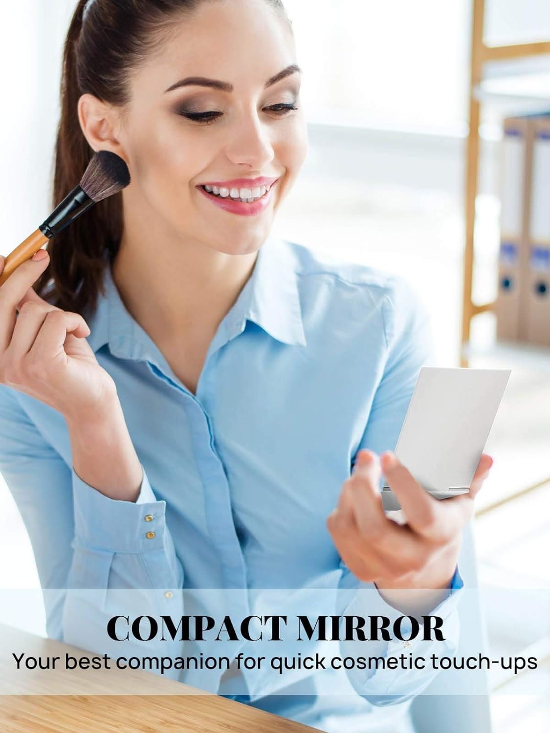 Portable Folding Mirror, Ultra-Slim Durable Makeup Mirror, Small Tabletop Mirror for Travel, Aluminum Shell, Mini Size, 4.7"
