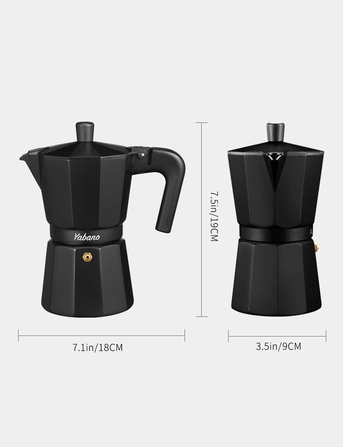 Yabano Stovetop Espresso Maker, 6 Cups Moka Coffee Pot Italian Espresso for Gas or Electric Ceramic Stovetop, Italian Coffee maker for Cappuccino or Latte, Black