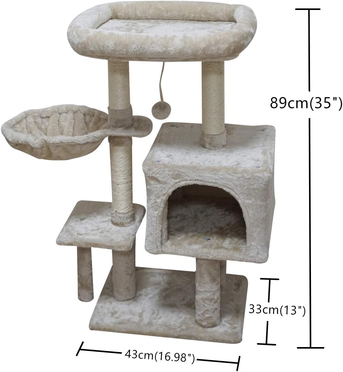 FISH&NAP Cat Tree Cat Tower Cat Condo Sisal Scratching Posts with Jump Platform Cat Furniture Activity Center Play House Grey