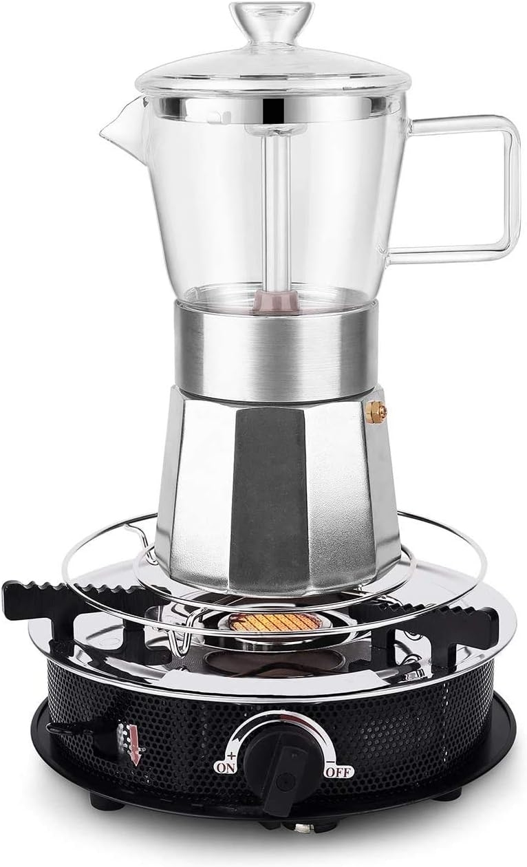 GEESTA Premium Crystal Glass-Top Stovetop Espresso Moka Pot - 9 cup - Coffee Maker, 360ml/12.7oz/9 cup (espresso cup=40ml)