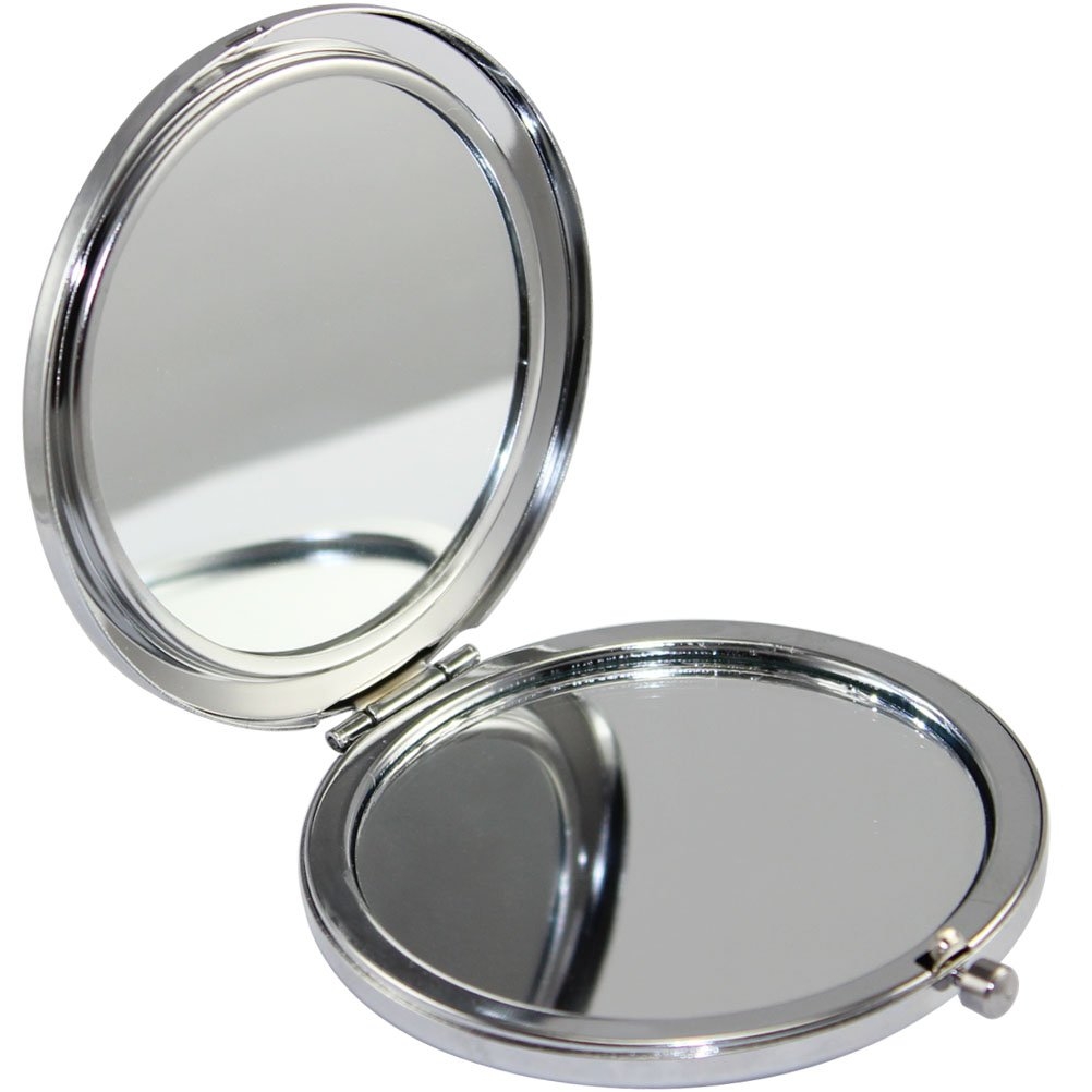 KOLIGHTDouble Sides (One is Normal,Another is Magnifying) Portable Foldable Pocket Metal Makeup Compact Mirror Woman Cosmetic Mirror (Green)