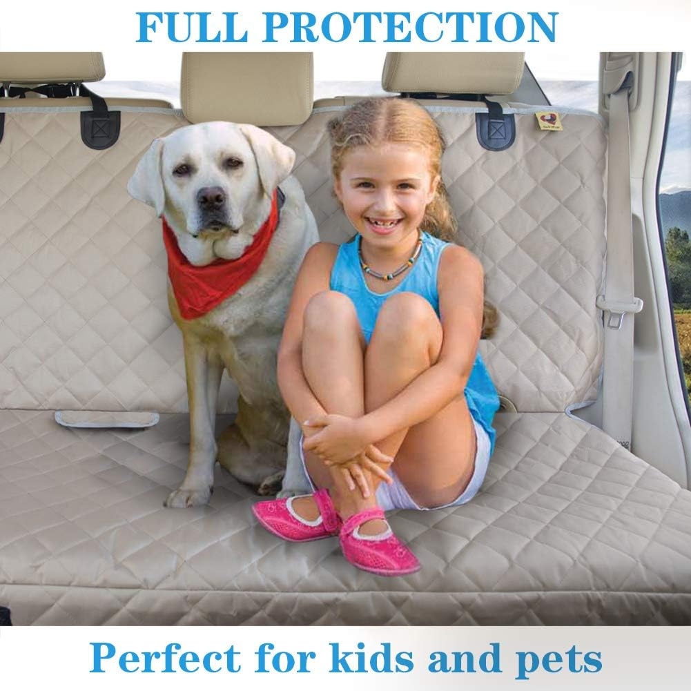 Bark Lover Deluxe Dog Seat Cover for Back Seat-More Durable Waterproof Backseat Protector, High Heat Resistant and Nonslip Back Seat Cover for Dogs Kids, Universal Size Fits Cars, Trucks, SUVs