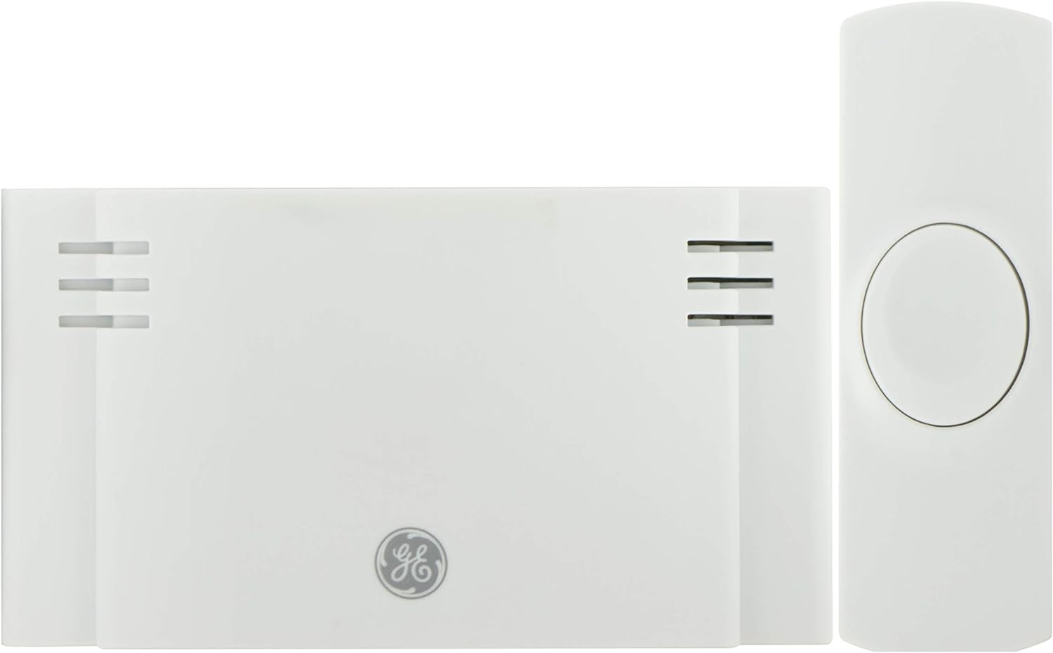 GE Wireless Doorbell Kit, 2 Melodies, 1 Push Buttons, 4 Volume Levels, 150 Ft. Range, Mountable, White, 19247, Battery-Operated Receiver