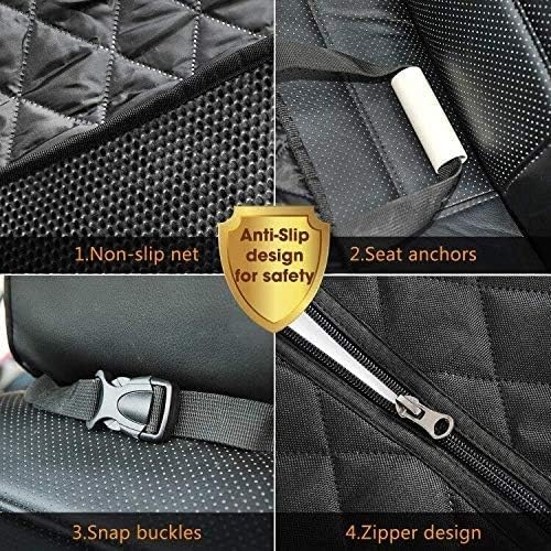 Vailge 100% Waterproof Dog Car Seat Covers, Dog Seat Cover with Side Flaps, Pet Seat Cover for Back Seat - Black, Hammock Convertible