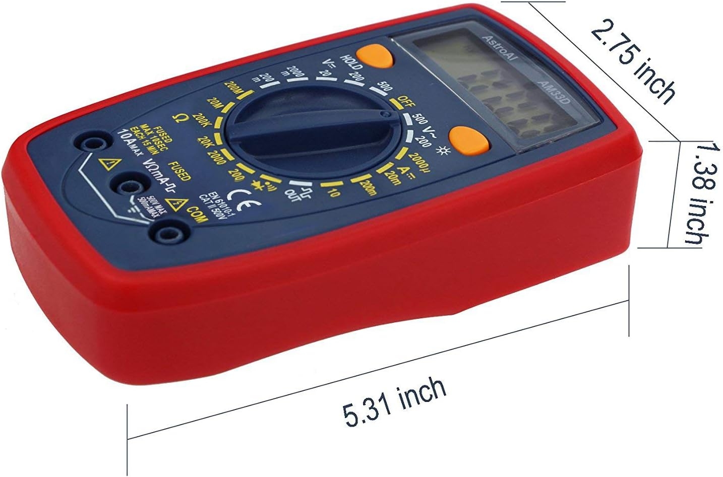AstroAI Digital Multimeter with Ohm Volt Amp and Diode Voltage Tester Meter Continuity Test (Dual Fused for Anti-Burn)