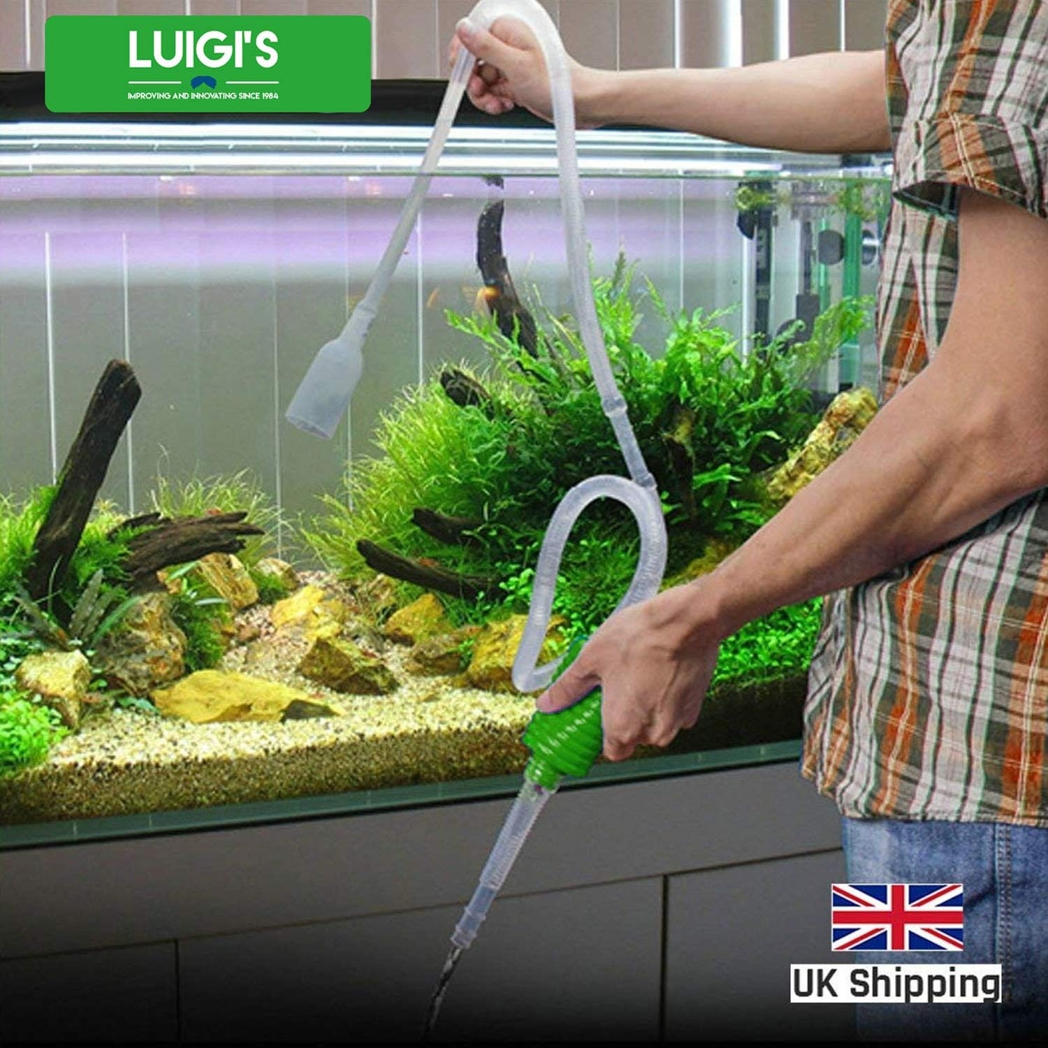 Luigi's Aquarium/Fish Tank Siphon and Gravel Cleaner - A Hand Syphon Pump to Drain and Replace Your Water in Minutes!