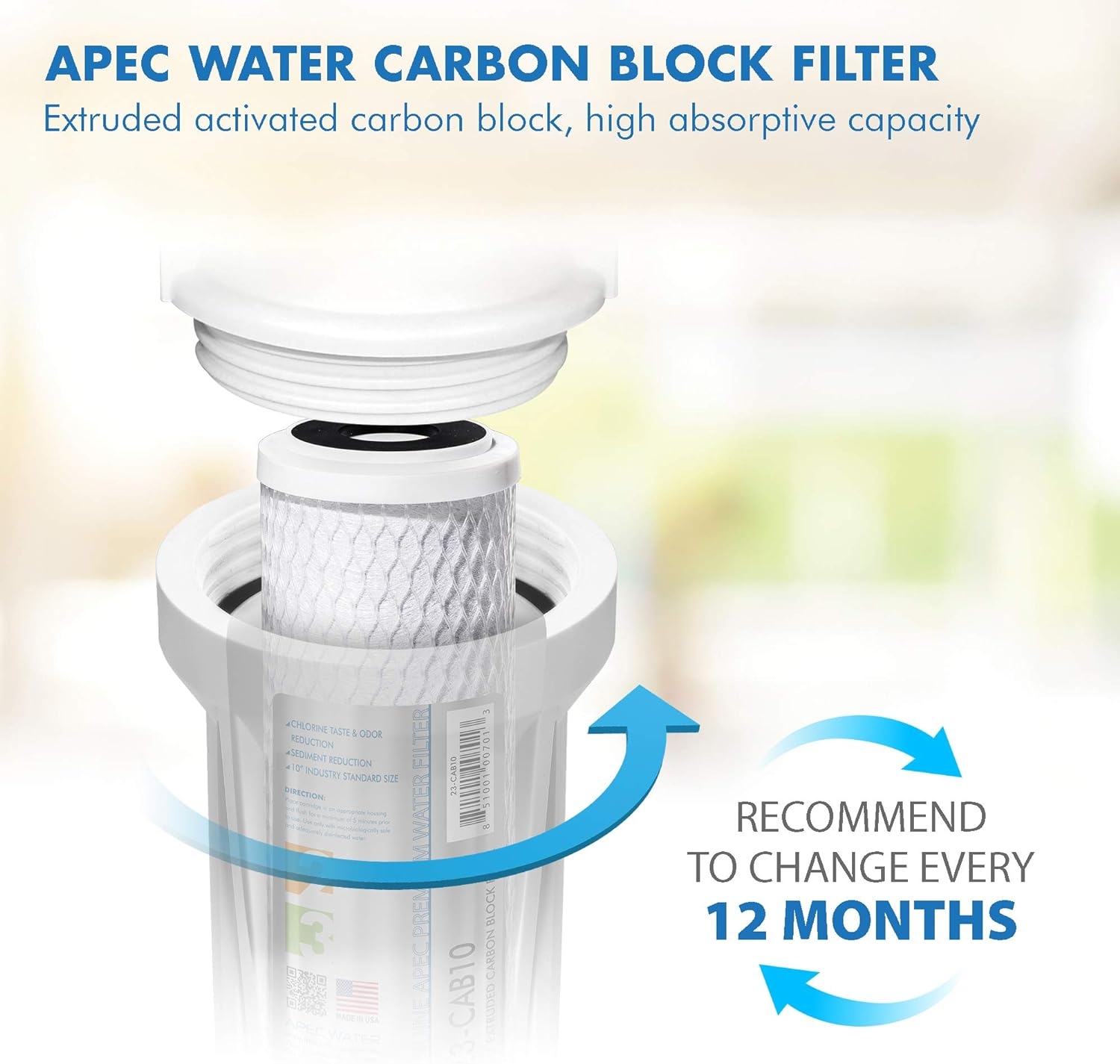 APEC Water Systems Filter-Set US Made Double Capacity Replacement Stage 1-3 for Ultimate Series Reverse Osmosis System, Standard , White
