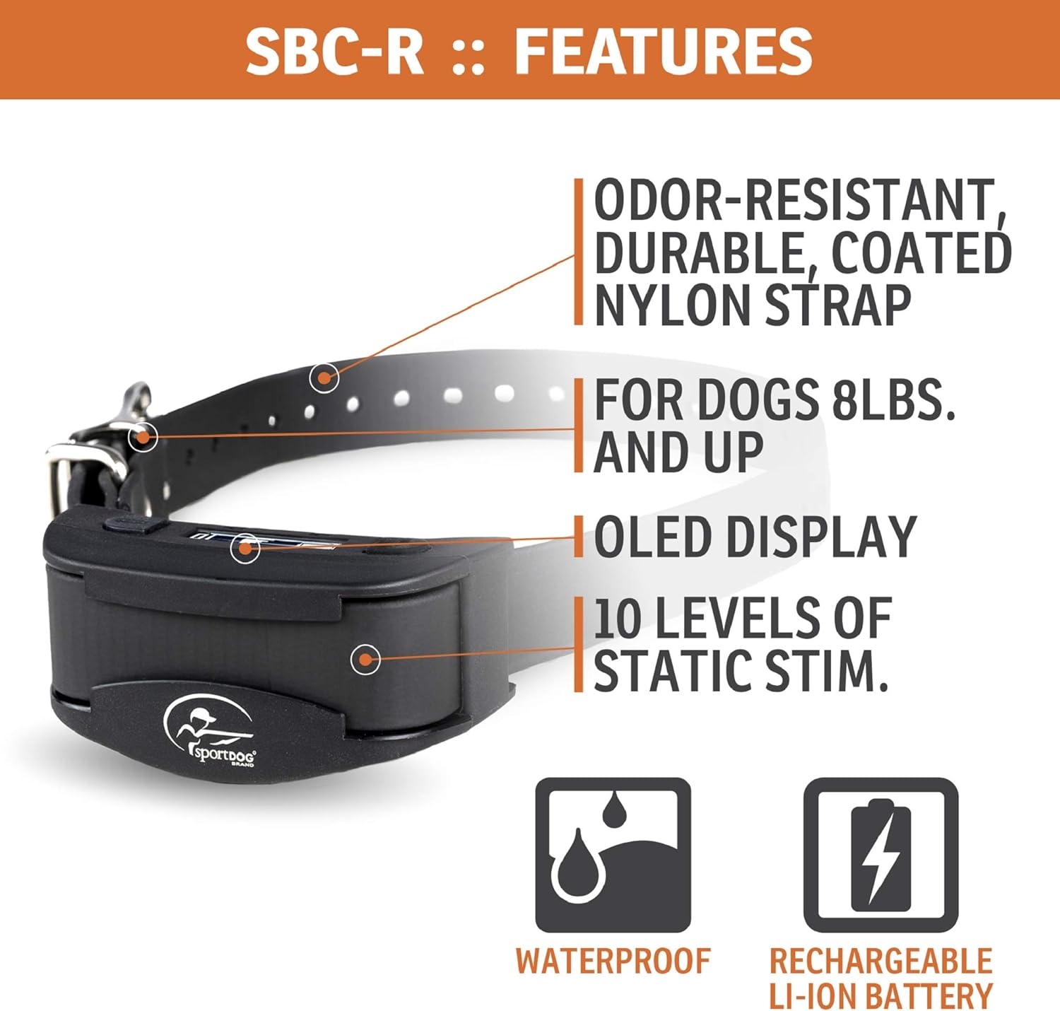 SportDOG Brand NoBark Rechargeable Bark Control Collar - Programmable, Waterproof Bark Collar