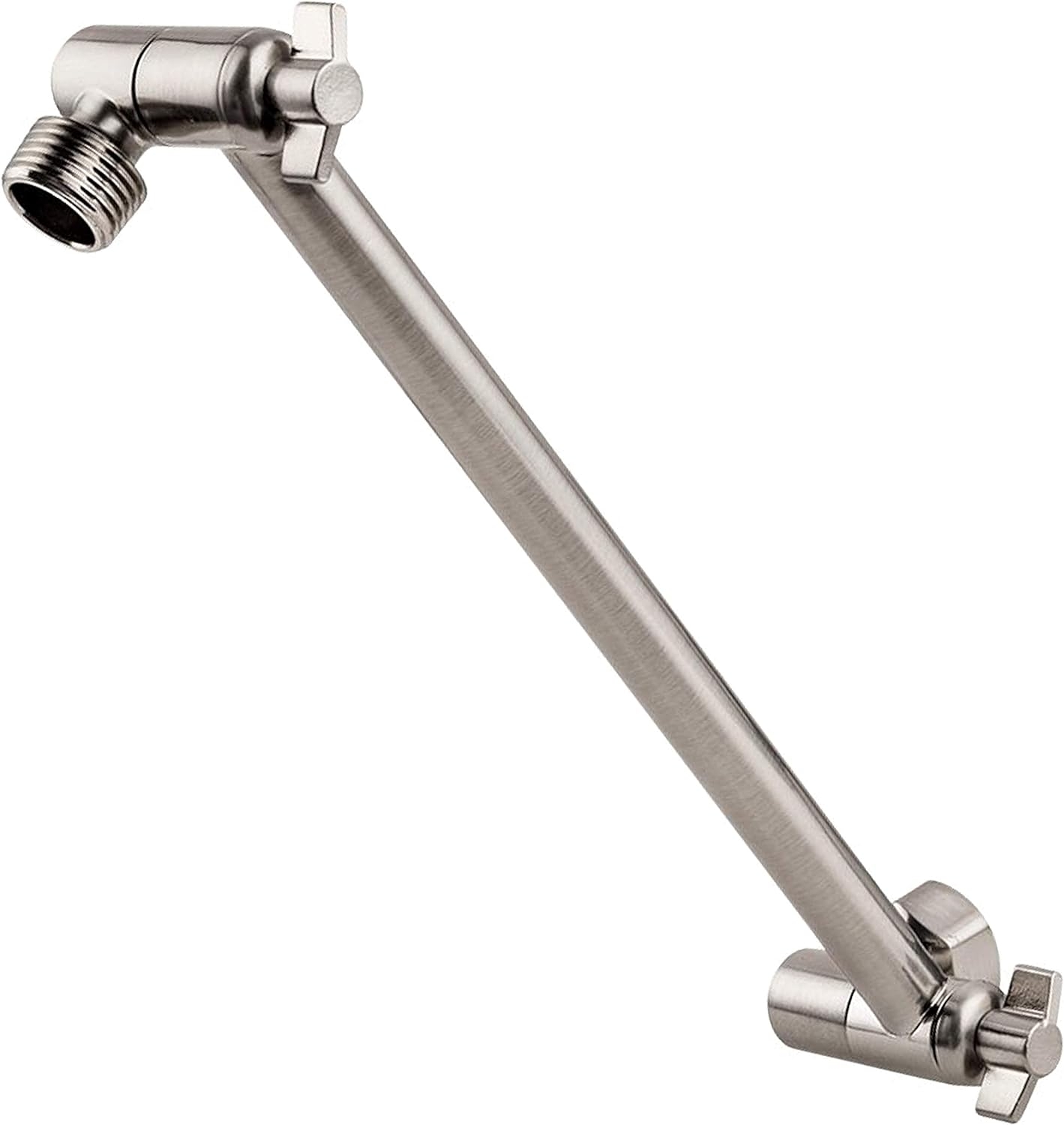Hotel Spa 11" Solid Brass Adjustable Shower Extension Arm with Lock Joints. Lower or Raise Any Rain or Handheld Showerhead to Your Height & Angle / 2-Foot Range – Universal Connection, Brushed Nickel