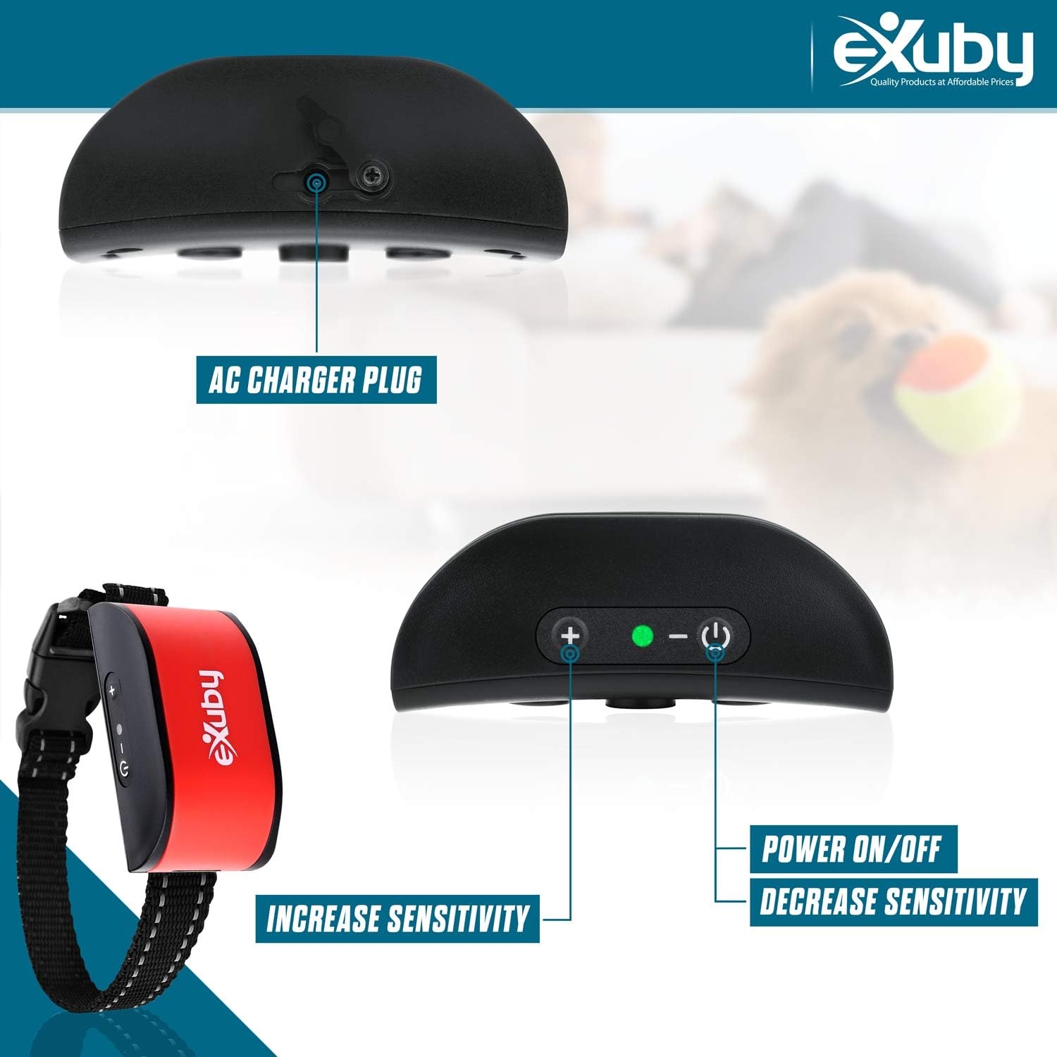 eXuby Friendly Dog Bark Collar w/ Built-in Microphone for Small Dogs - Humane Sound & Vibrations (No Shock) - Only Activates When Your Dog Barks - Advanced Chipset Auto Adjusts Vibration - No Prongs