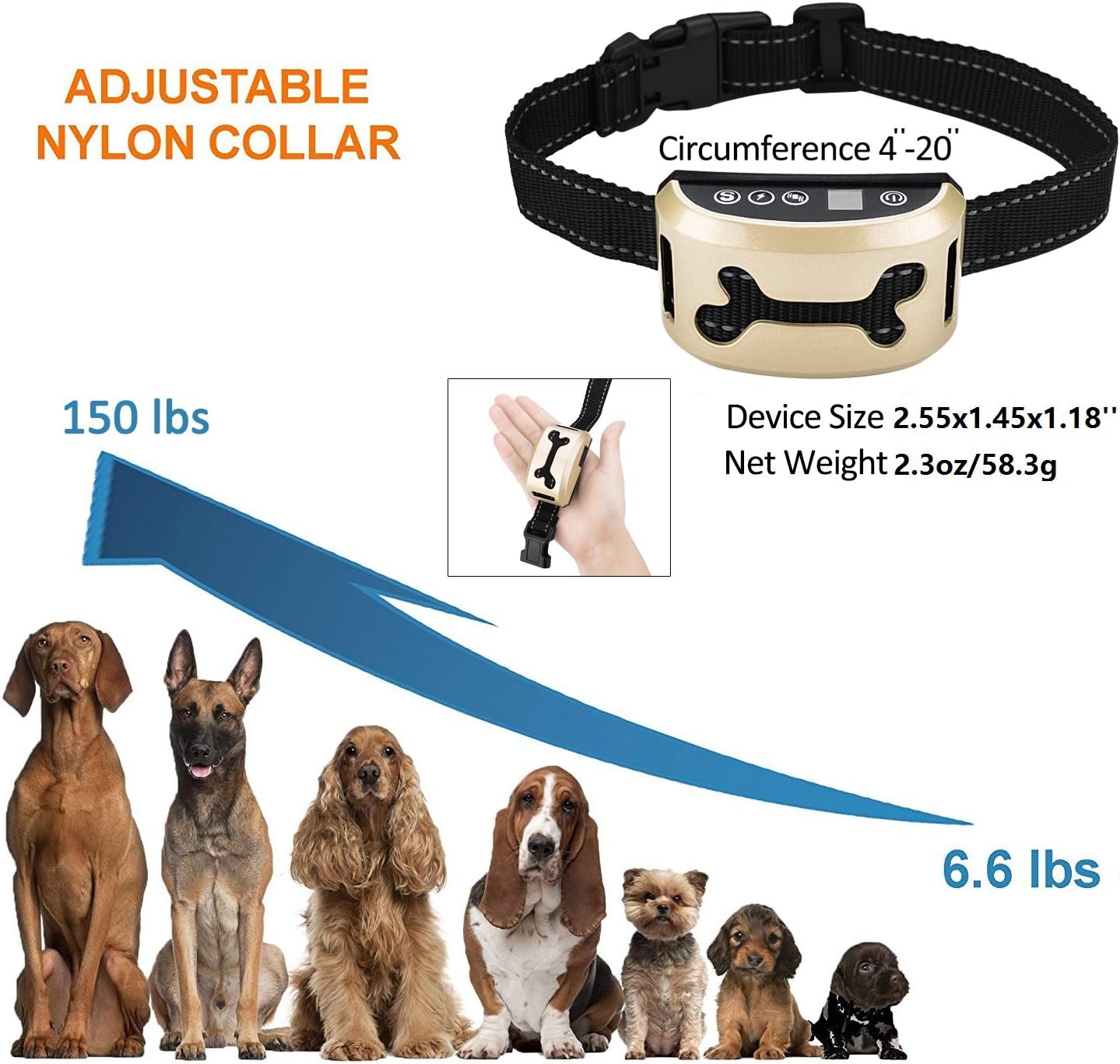 Awaiymi Bark Collar 2 Pack Upgraded 7 Sensitivity Rechargeable Dog Barking Collar Beep/Vibration/Safe Shock Or No/Anti Bark Reflective Collar for Small Medium Large Dogs