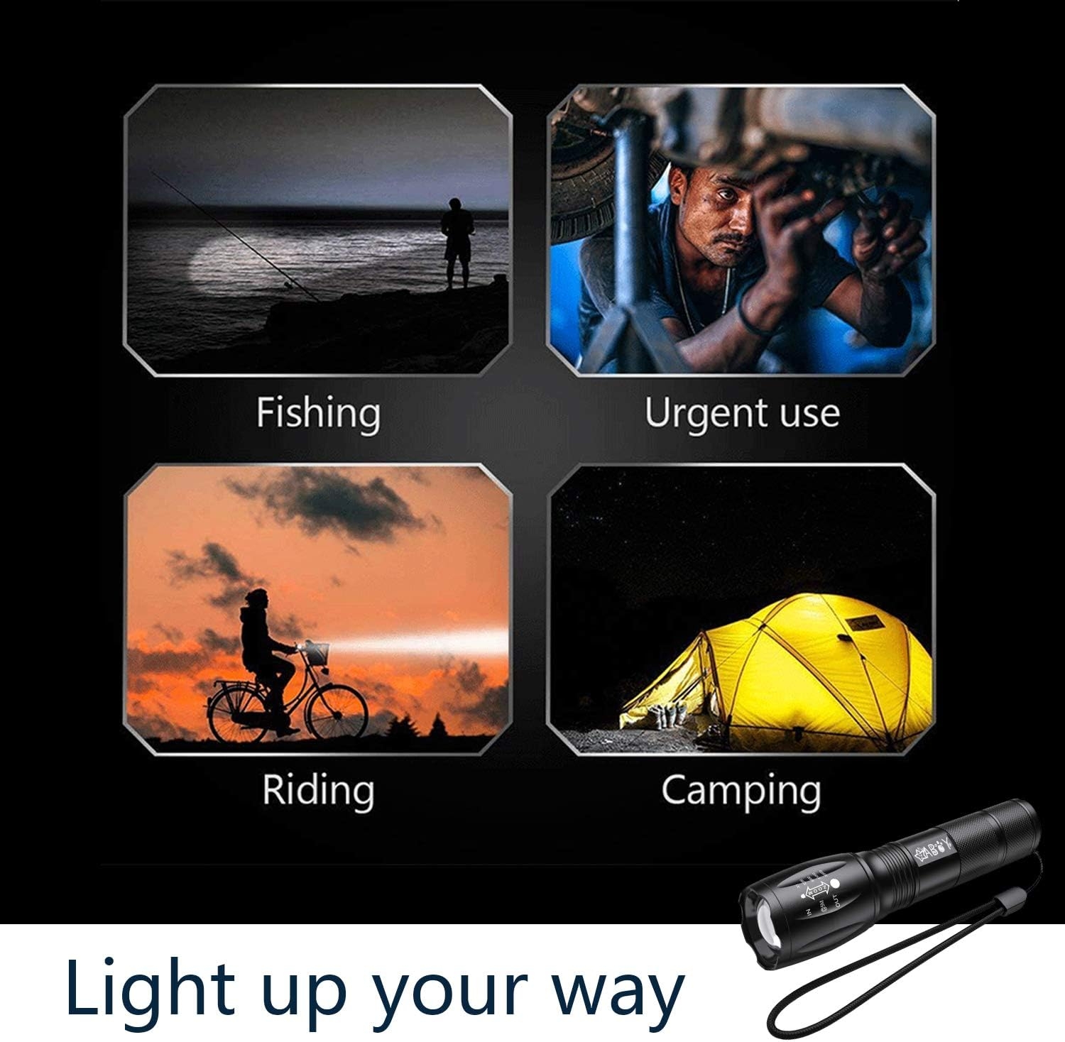Flashlights, LED Tactical Flashlight Portable S1000 High Lumen with 5 Modes T6 Handheld Light Water Resistant Zoomable Best Camping Biking Hiking Outdoor Emergency for Night Fishing Travel [2 Pack]