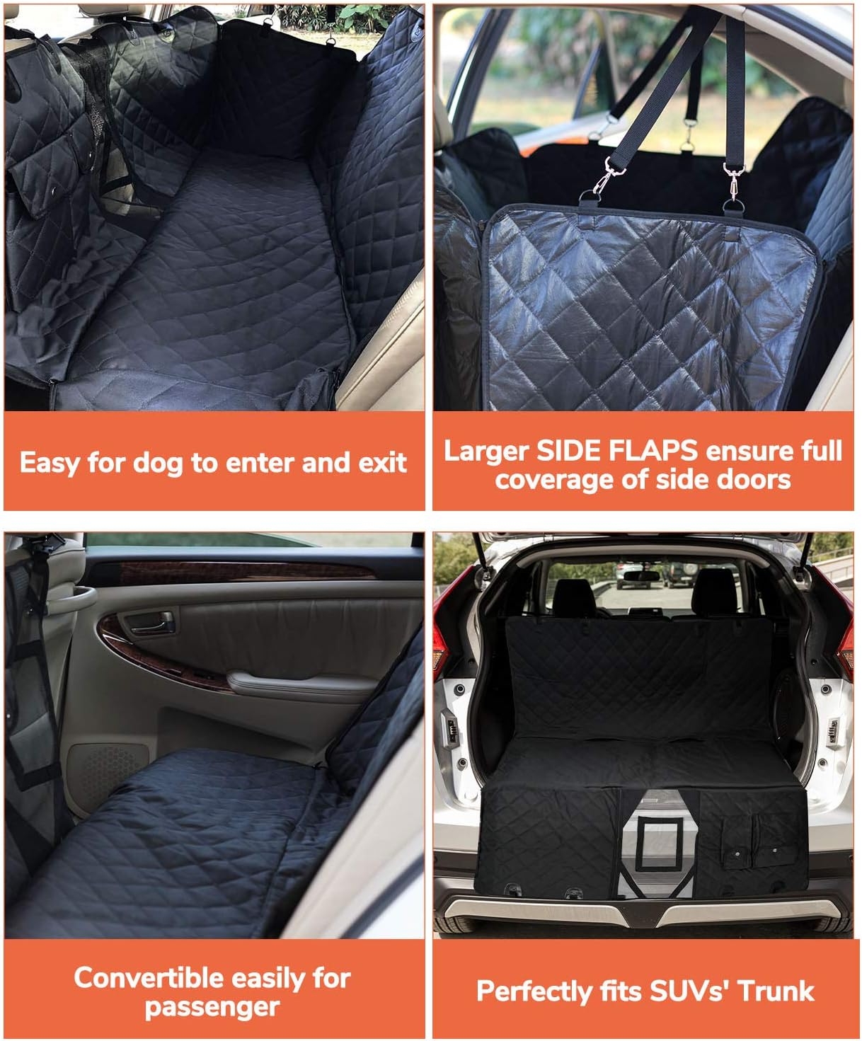 LumoLeaf Dog Car Seat Cover Protector, Nonslip Waterproof Hammock Backseat Cover with Visible Mesh & Storage Pocket, Durable Scratchproof Seat Protection Against Dirt Pet Fur for Cars SUVs Trucks.