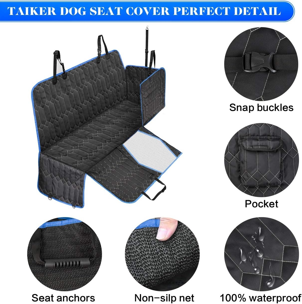 ［Upgraded Version］ Dog Car Seat Cover for Back Seat, 100% Waterproof Back Seat with Mesh Window, Scratch Proof Nonslip Dog Car Hammock for All Cars, Trucks