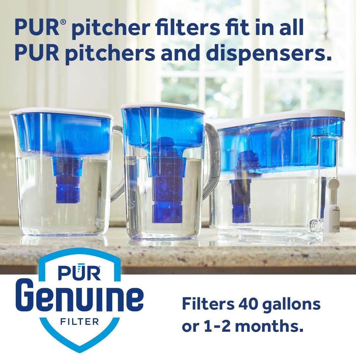 PUR Water Pitcher Replacement Filter, 2 Pack, Blue
