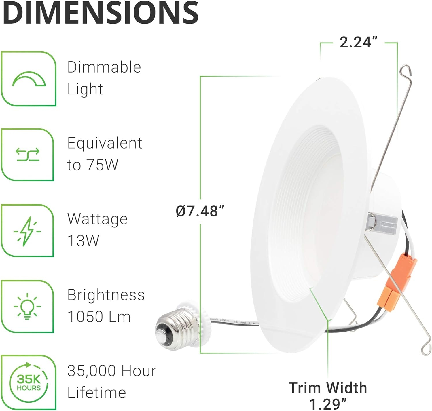 Sunco Lighting 12 Pack 5/6 Inch LED Recessed Downlight, Baffle Trim, Dimmable, 13W=75W, 2700K Soft White, 1050 LM, Damp Rated, Simple Retrofit Installation - UL + Energy Star