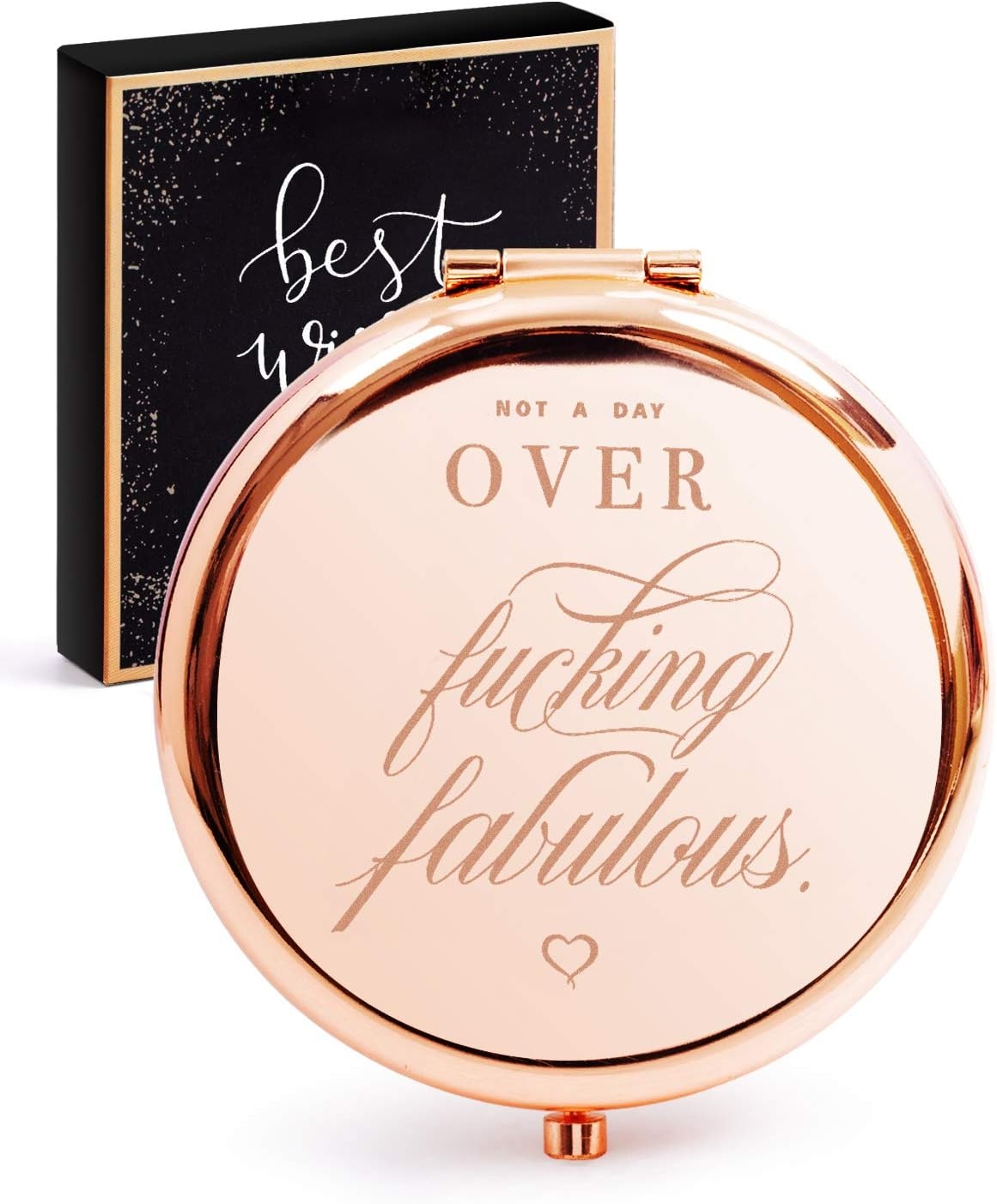 Birthday Gifts for Women Not a Day Over Fabulous Compact Mirror for Her - Funny Womens Gifts Ideas for Birthday - Unique Travel Compact Mirror for Women Friends Mom or Coworkers