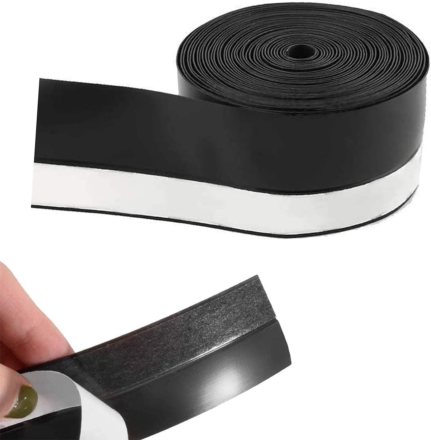26 Feet Silicone Seal Strip, Door Weather Stripping Door Seal Strip Window Seal Silicone Sealing Tape for Door Draft Stopper Adhesive Tape for Doors Windows and Shower Glass Gaps (Black, 45MM)