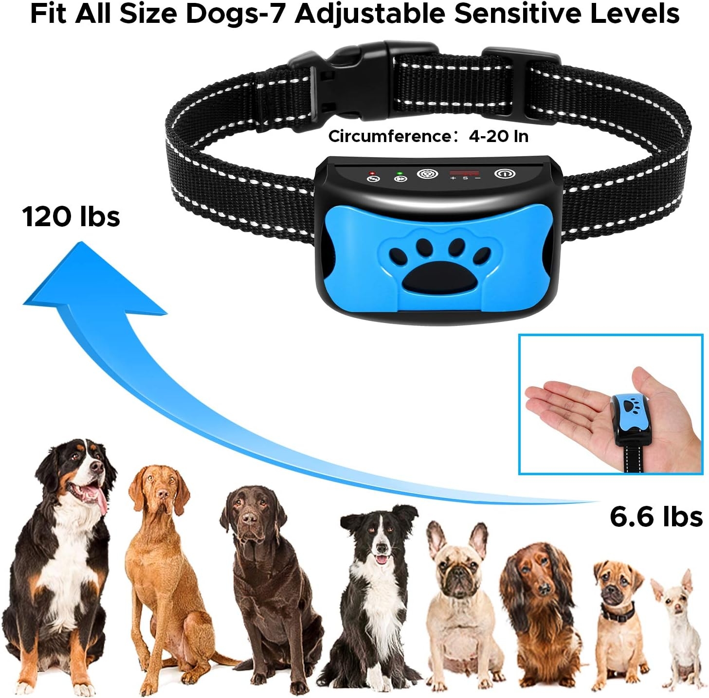 BATVOX Bark Collar 2 Pack Rechargeable No Harm Dog Barking Collar with Vibration, Sound and No Shock for Small Medium Large Dogs (2020 Upgraded)