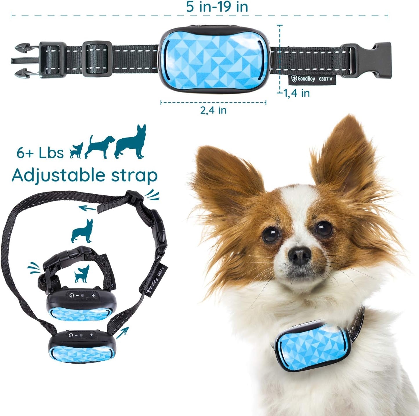 GoodBoy Small Rechargeable Dog Bark Collar for Tiny to Medium Dogs Weatherproof and Vibrating Anti Bark Training Device That is Smallest & Most Safe On  - No Shock No Spiky Prongs! (6+ lbs)