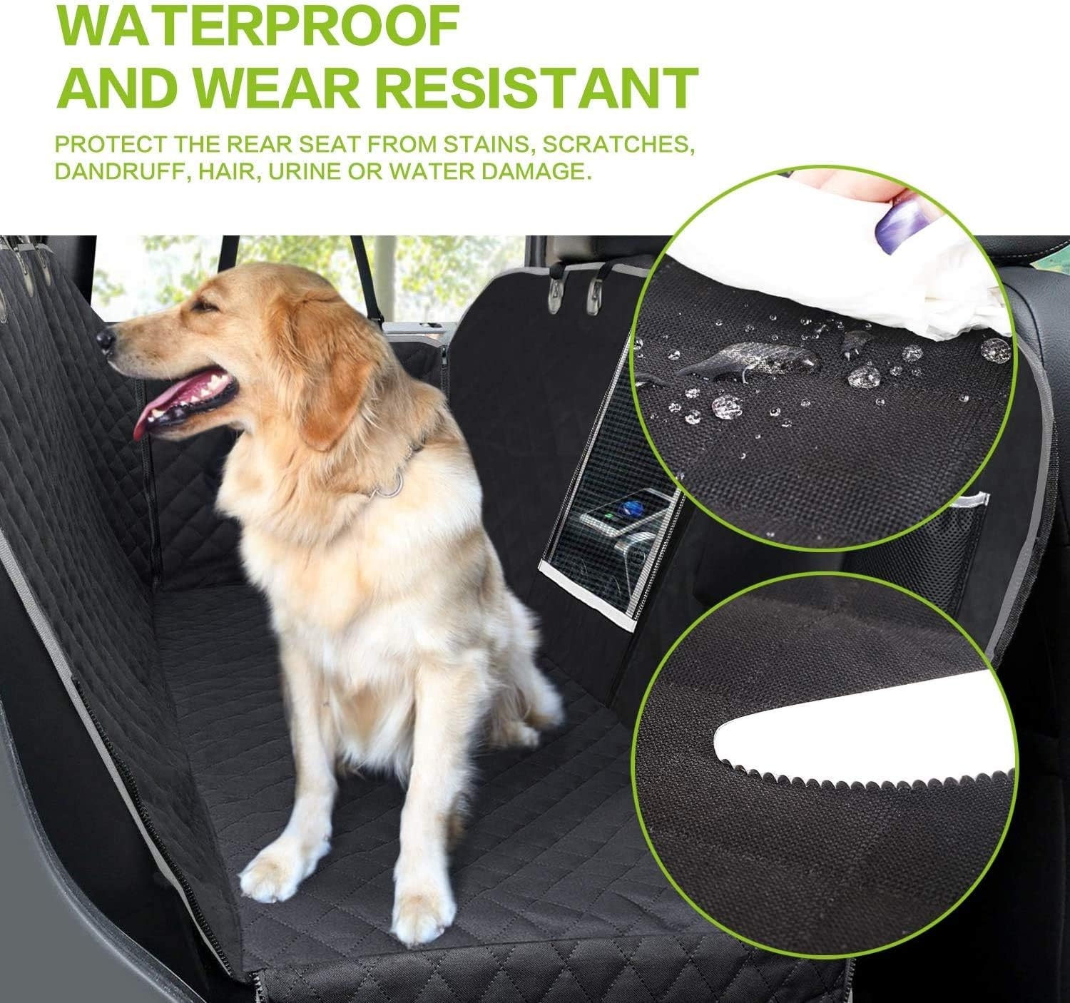 Pecute Dog Seat Cover 100% Waterproof Car Seat Covers for Pets Back Seat Cover with Mesh Window, Scratch Proof Non Slip Dog Car Hammock, Dog Backseat Cover for Cars Trucks SUV