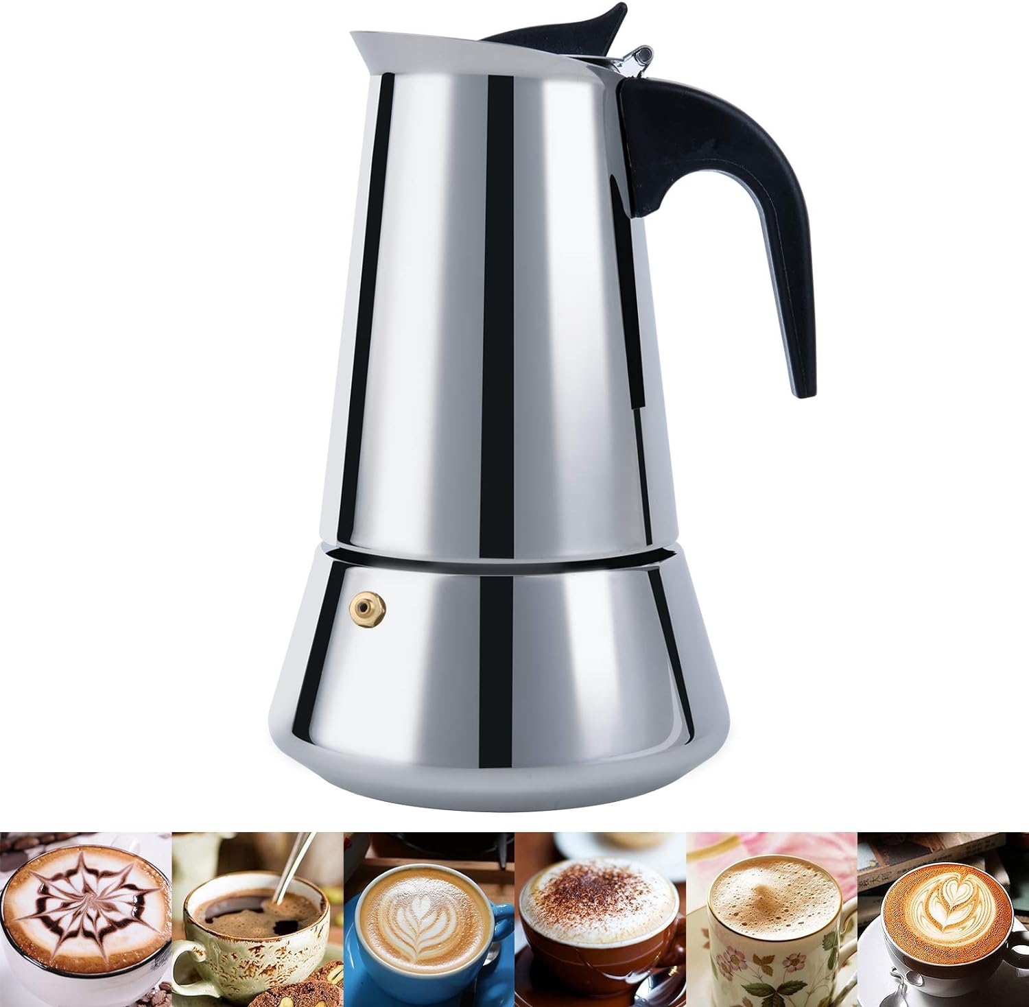 FCUS Stovetop Espresso Maker, Moka Pot, 2 Cup Percolator Italian Coffee Maker, Classic Cafe Maker, Stainless Steel, Suitable For Induction Cookers (Silver, 2 Cup)