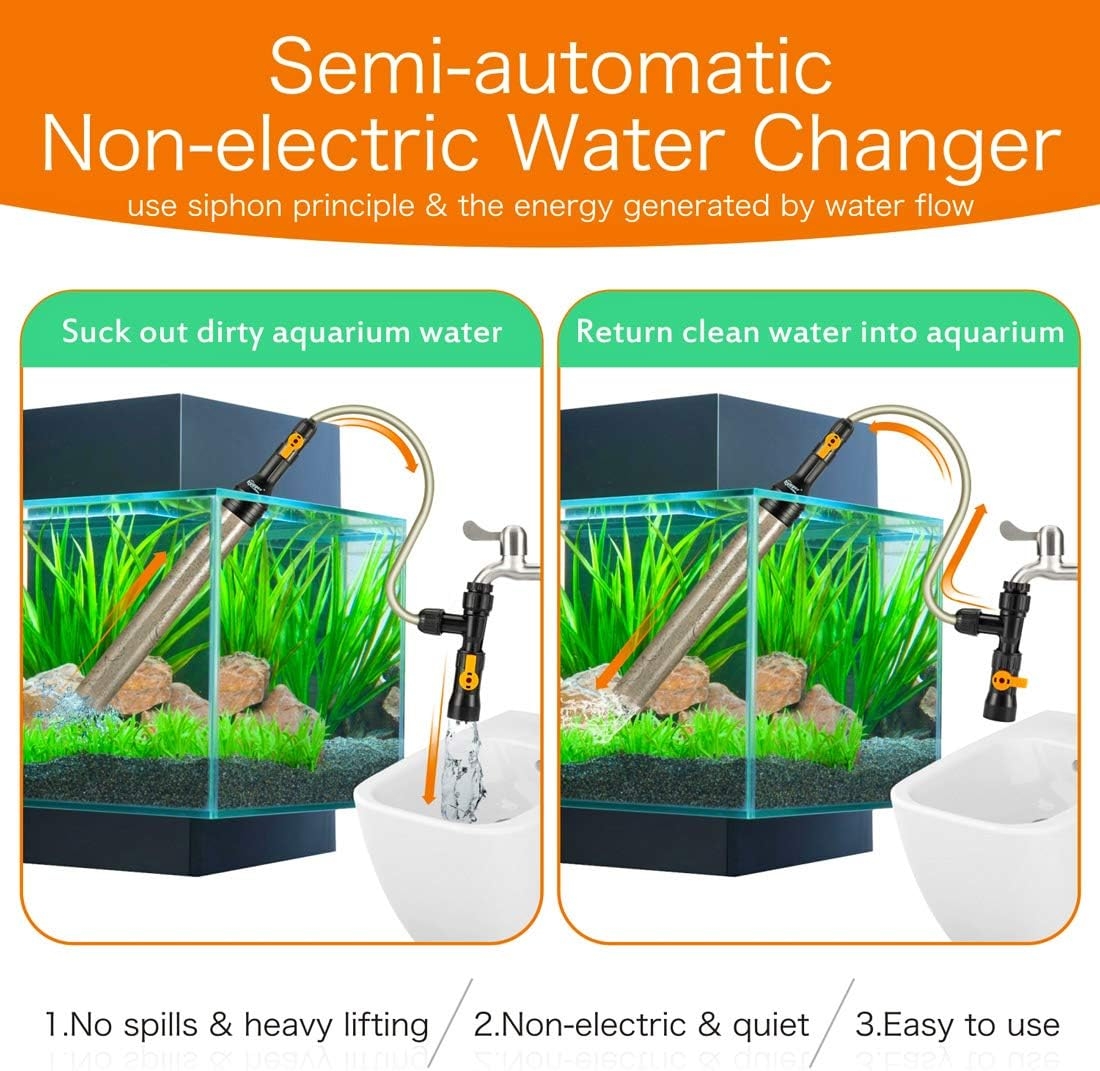 hygger Automatic Aquarium Water Changer, Siphon Fish Tank Gravel Vacuum Cleaner, with Flow Control Valve