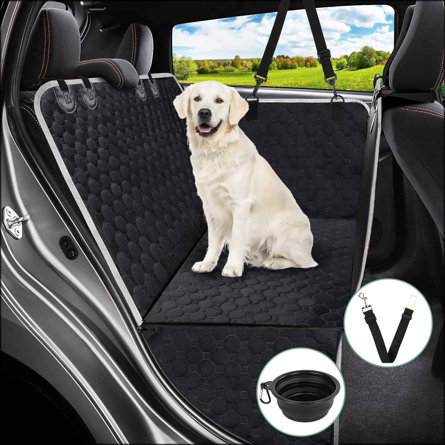 Mancro Car Seat Covers for Dogs, Car Seat Cover for Back Seat with Side Flaps, Convertible Scratch Proof Pet Seat Cover Hammock, Durable Soft Seat Protector for Cars Trucks SUVs