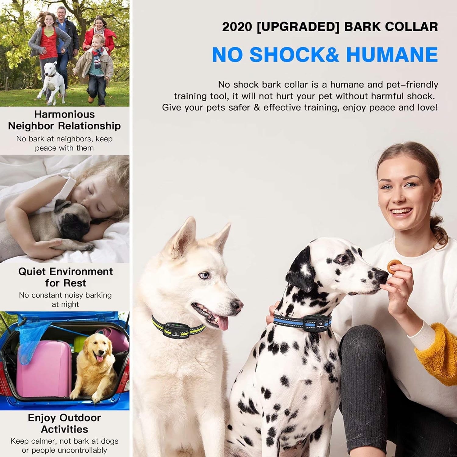 2 Pack Smart Dog Bark Collar - 5 Adjustable Sensitivity/Vibration&Sound/Rechargeable/IPX7 Waterproof - Bark Control Training Collar for Small Medium Large Dog