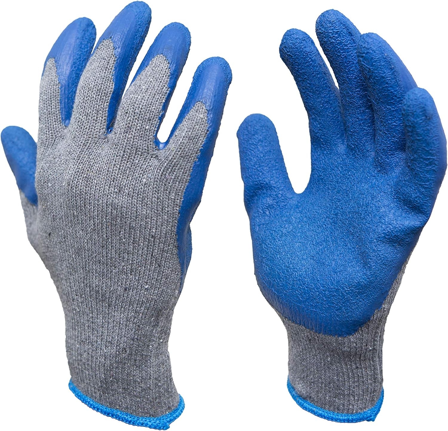 G & F Products - 3100S-10 120 Pairs Small Rubber Latex Double Coated Work Gloves for Construction, gardening gloves, heavy duty Cotton Blend Blue
