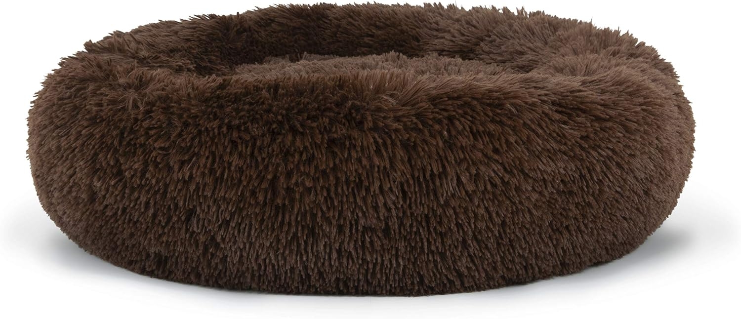 The Dog’s Bed Sound Sleep Donut Dog Bed, Small Chocolate Brown Plush Removable Cover Premium Calming Nest Bed