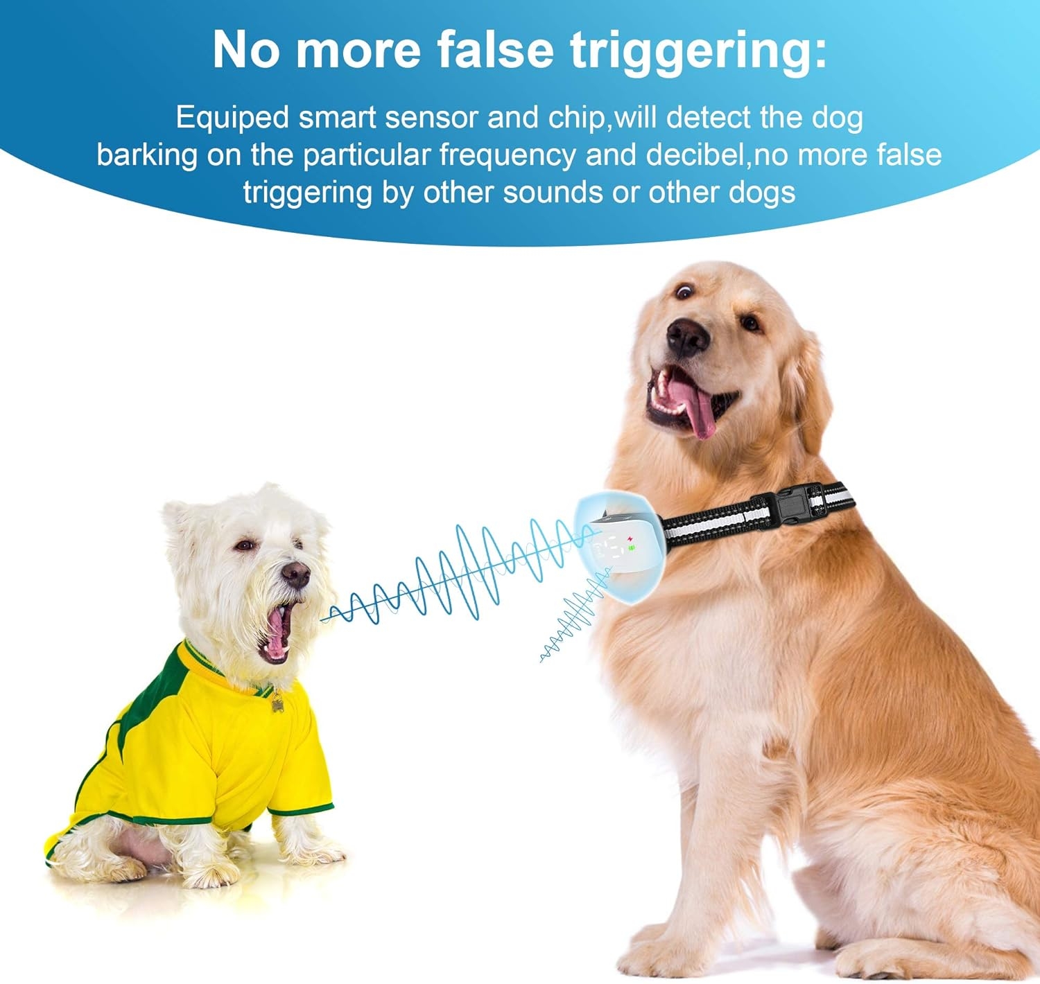 Bark Collar Dog Bark Collar Rechargeable Shock Collar with Beep Vibration Dog Shock Collar for Small Medium Large Dogs
