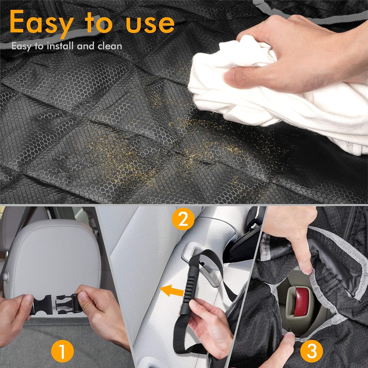 BRONZEMAN 100% Waterproof Bench Car Seat Cover Protector - Strong & Durable,Heavy-Duty and Nonslip Rear Back Seat Cover with Middle Seat Belt,Universal Size Fits for Cars, Trucks & SUVs