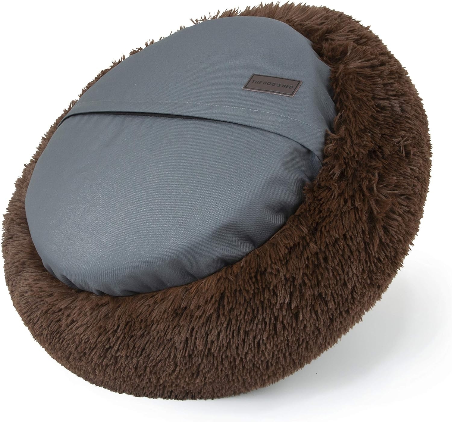 The Dog’s Bed Sound Sleep Donut Dog Bed, Small Chocolate Brown Plush Removable Cover Premium Calming Nest Bed